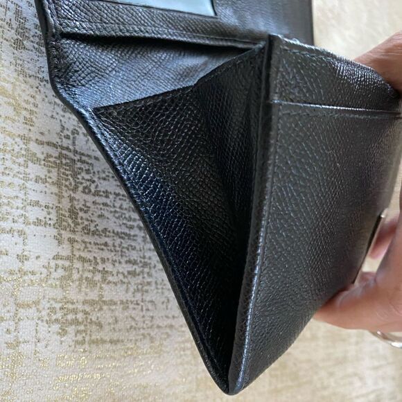 BVLGARI Black Leather Long Wallet with Teal Blue Interior and Silver Hardware. - Picture 13 of 15